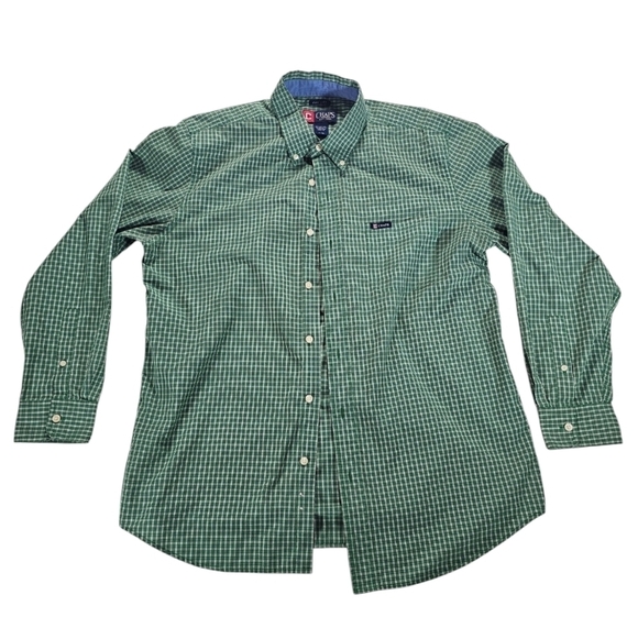 Chaps Other - Chaps Mens Easy Care Button Down Plaid Green Long Sleeve size Large